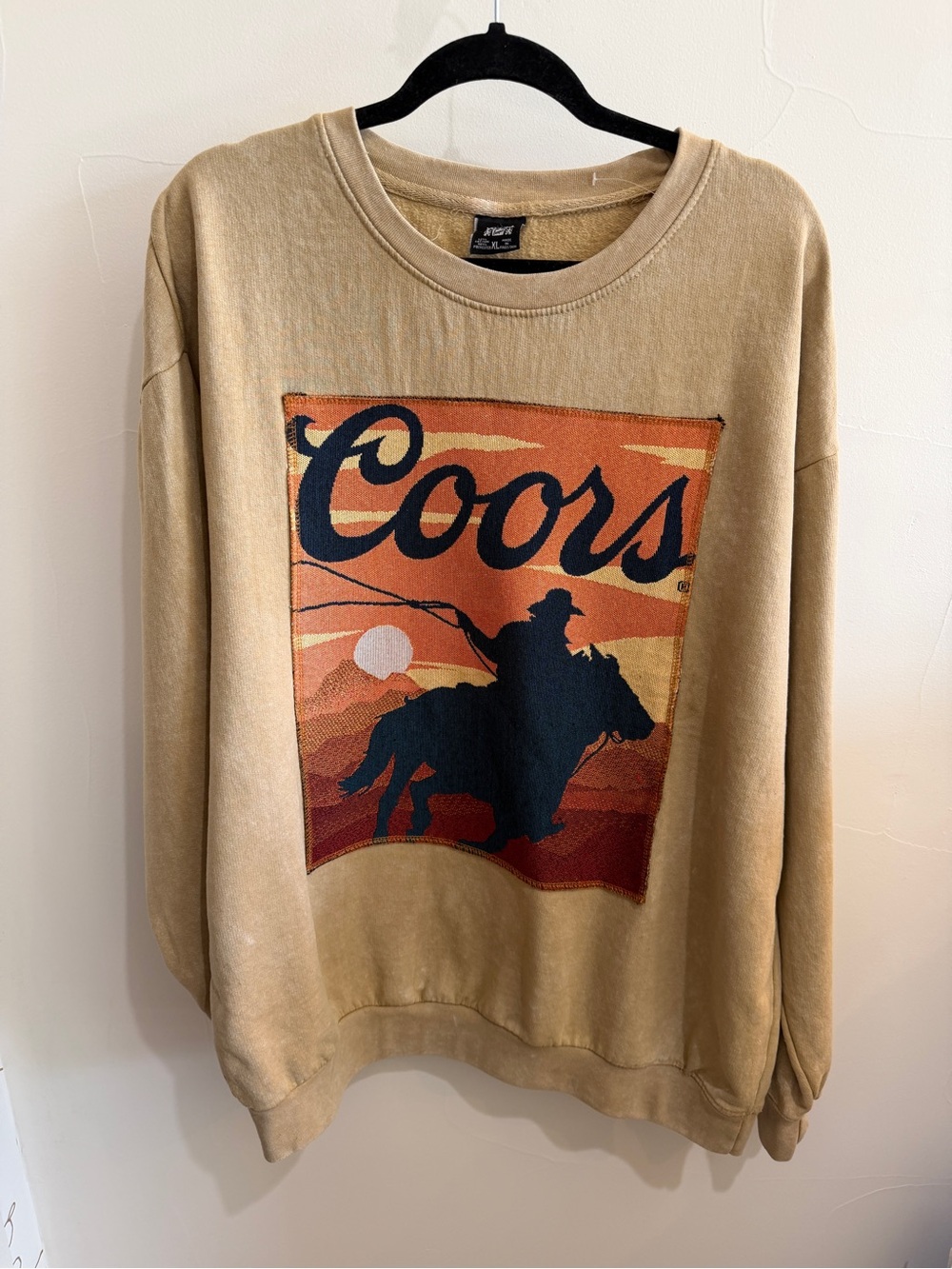 Coors Logo Graphic Crewneck Sweater in Tan